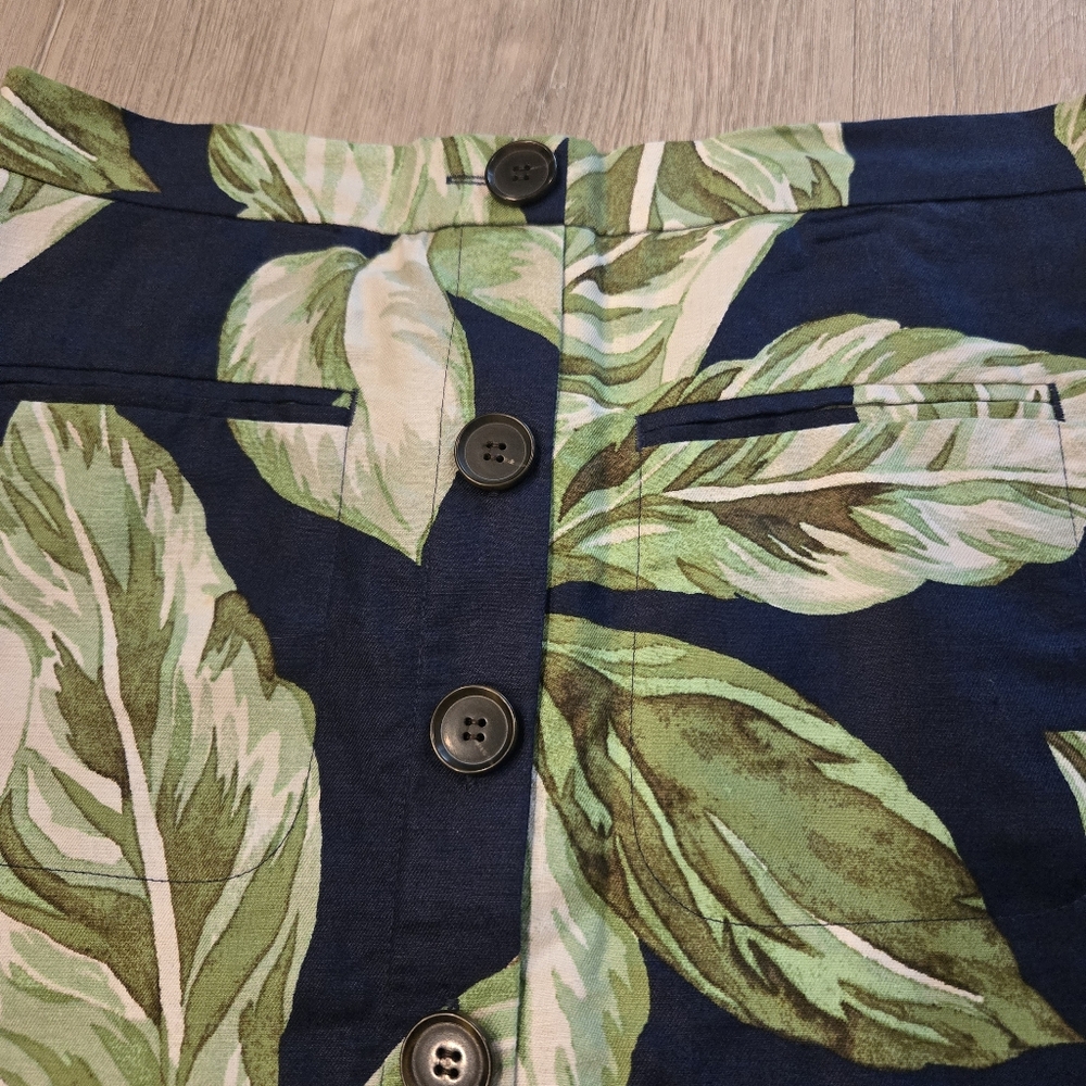 Ann Taylor Linen Blend Tropical Leaf Lined Skirt Womens Size 8 Petite - Picture 3 of 8